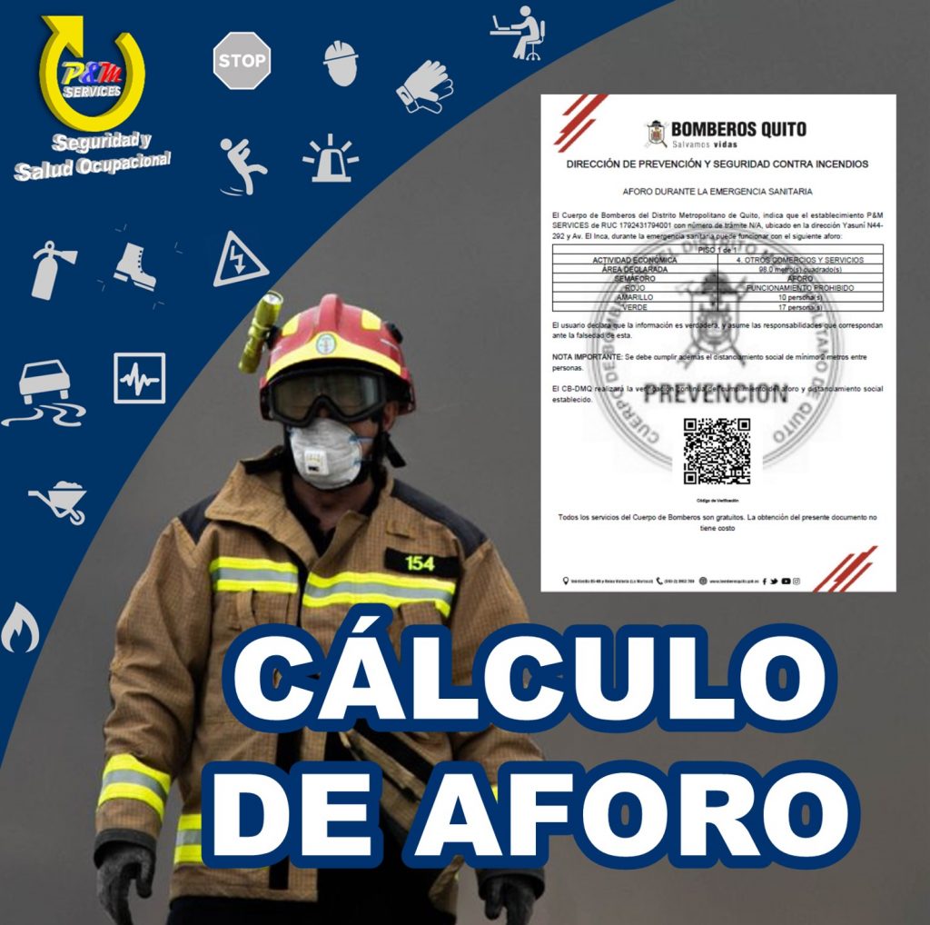 CÁLCULO DE AFORO COVID-19 BOMBEROS QUITO – PyM Services